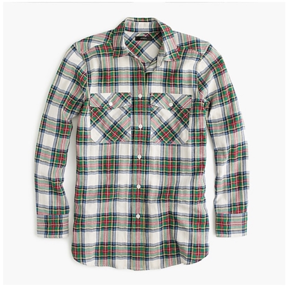 NWT J Crew Button Up Stewart Tartan Size 0
